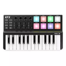 Kfx Mini 25 Teclado Controlador Midi Usb Teclas Pads Knobs