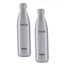 Kit 2 Garrafa Térmica Inox Agua/cafe Parede Dupla Onix 500ml