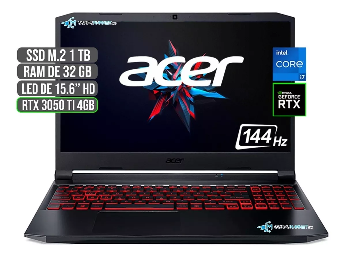 Acer Nitro Intel Core I7 Ssd 1tb Ram 32gb Rtx 3050ti 4gb