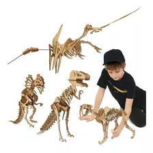 Dinosaurios Colección Completa X4 - Corte Laser En Mdf