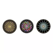 Trio De Quadros Mandala Decorativo De Parede Enfeites 30x30