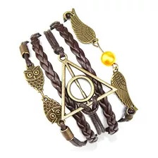  Pulseira Artesanal De Harry Potter, Pingente De Contas Dour