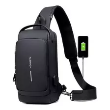 Bolsa Mochila De Ombro Anti-roubo Transversal C/ Usb Pochete Cor Preto Cor Da Correia De Ombro Preto Desenho Do Tecido Liso