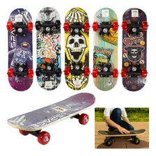 Mini Skate Com Capacete Menino Menina Criança 43cm Madeira