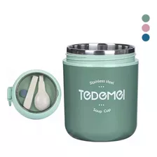 Lonchera Termica Acero Inoxidable De 530ml Incluye Cuchara Color Verde