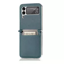 Carcasa Cuero Tpu Verde Compatible Samsung Z Flip 3 + Lámina