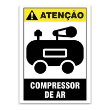 Placa Aviso Sinalização Atenção Compressor De Ar 16x24cm