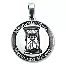 Pingente Memento Mori Memento Vivere Estoicismo Em Prata