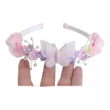 Tiara Infantil Jardim Encantado Borboleta Organza Rosa