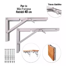 Kit 2 Suportes Mão Francesa Dobrável Retrátil Reforçada 40cm