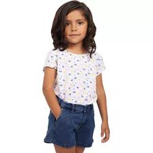 Blusa Básica Niña Algodón Manga Corta, Varios Estampados