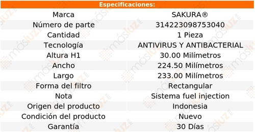 Filtro Aire Acondicionado Antivirus Tsx 2.4l 4 Cil 04/14 Foto 2