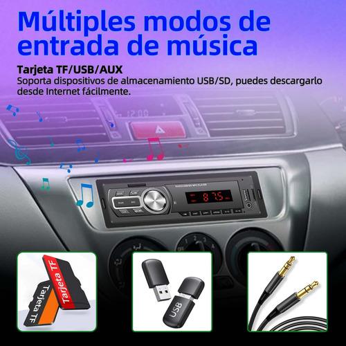 Autoestreo Reproductor Mp3 Con Radio, Bt, Aux, Usb, Sd Foto 7