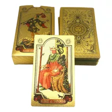 Tarot Dorado Rider Waite Premium Con Cartas Impermeables