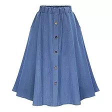 Women's Loose Jeans Skirt With Elastic Waist.