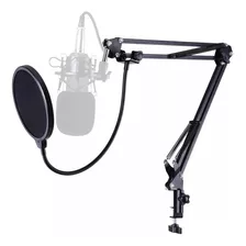 Pedestal Suporte Articulado Microfone Braço Mesa+ Pop Filter