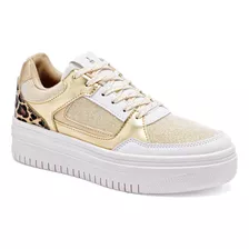 Tenis Chunky Clasben Camelia Para Mujer Color Oro E7