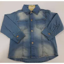 Camisa Jeans Manga Longa Infantil Menino Luxo Katita 1947