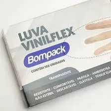 Luva Vinilflex Bompack Transparente Tamanho M Caixa 100 Unid