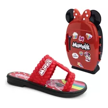 Chinelo Minnie Mini Geladeira Menina Grendene - Preto/vermel