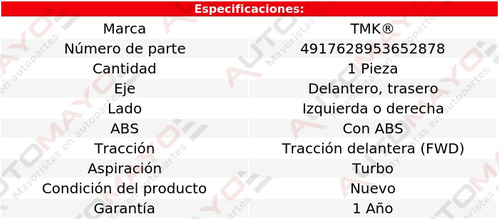 1 - Maza Del O Tras Izq/der Con Abs Tmk A5 L4 2.0l 10-16 Foto 2