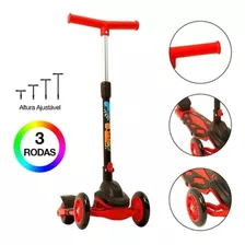 Patinete Infantil 3 Rodas E Freio Radical Dobrável Power Cor Vermelho Preto/verm