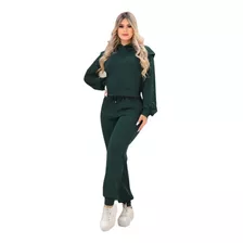Conjunto Feminino Molentinho Blusa Moleton Calça Com Capuz