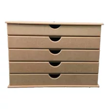 Organizador De Mesa Gaveteiro Papel Tamanho A4 Com 5 Gavetas Cor Mdf Cru