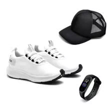 Kit Tenis Masculino Esportivo Bone + Relógio Academia Leve