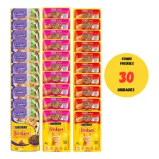 Combo Com 30 Sachês Friskies 85g Para Gatos 3 Sabores