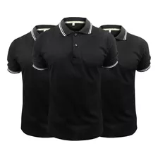 Kit 5 Camisas Polo Preta Masculina Peruana Linha Premium 