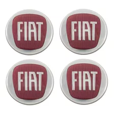 Jogo 4 Emblema Logo Adesivo Centro De Roda Fiat 90mm