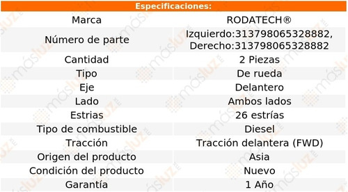 (2) Mazas Rueda Del Mercury Lynx 2.0l 4 Cil Fwd 84/87 Foto 2