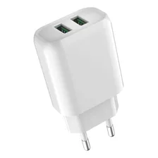 Cargador Doble Usb Pared 2.4a Samsung Xiaomi Huawei Motorola Color Blanco