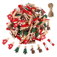 Christmas Wooden Clips 100 Pieces Mini Wooden Craft Clo...