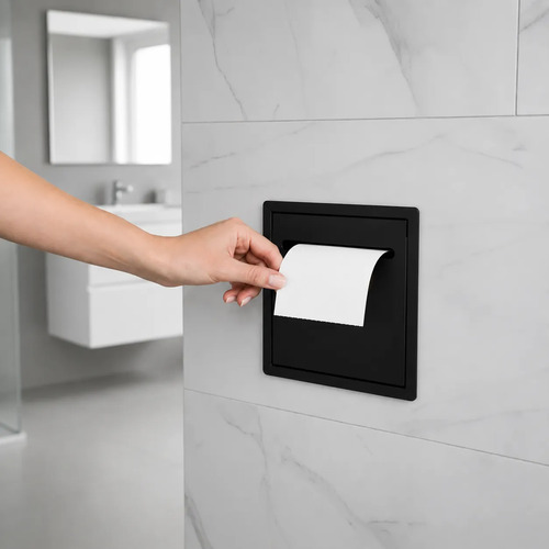 Suporte Papel Higiênico Para Embutir Na Parede Preto Preto