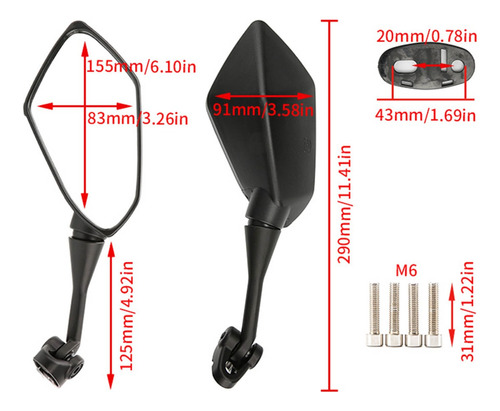 Espejos Retrovisores 1 Par Para Honda Cbr600/ Cbr900/919/929 Foto 5