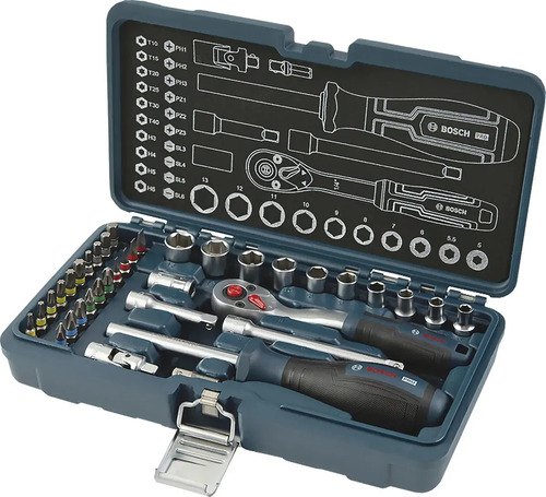 Set De Enchufes 1/4 Bosch 35 Unidades Azul
