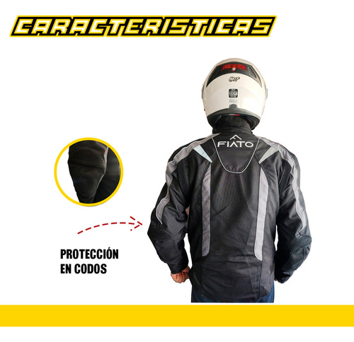 Chamarra Negra Textil Con Proteccion Para Motociclista Foto 3