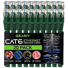 Gearit Cable Ethernet Cat 6 De 1 Pie (paquete De 20) - Cable