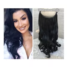 Aplique Mágico Cabelo Invisível Tiara Fio Cor 1# Preto Ondul