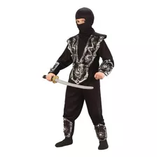 Disfraz Ninja De Plata 3d Niño S