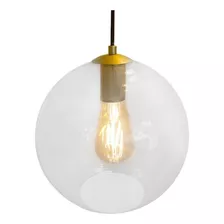 Pendente Dourado Globo Transparente Para 1 Lâmpada New Boru