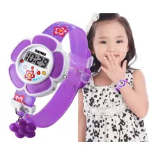Relógio Infantil Menina Flor Skmei Dg1144 Digital Charme 