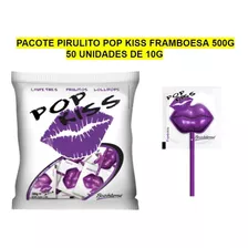 Pacote Pirulito Pop Kiss Framboesa 500g - 50 Unids De 10g