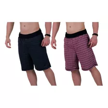 Kit 2 Bermudas Moletom Listrados Masculina Treino Lazer Cor