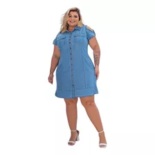 Vestido Jeans Plus Size Feminino Moda Grande Gordinha Festa