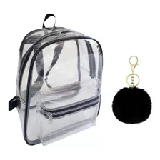 Mochila Transparente Preta Pvc Média 09m