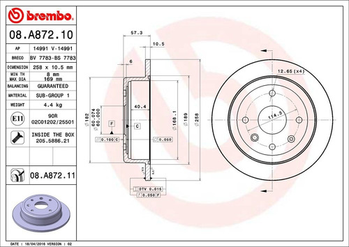 Discos Brembo Chevrolet Lacetti  1.8 2006 A 2012 T Par Foto 2