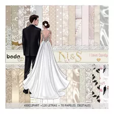 Super Kit Digital Boda Casamiento Novios Papeles + Clipart